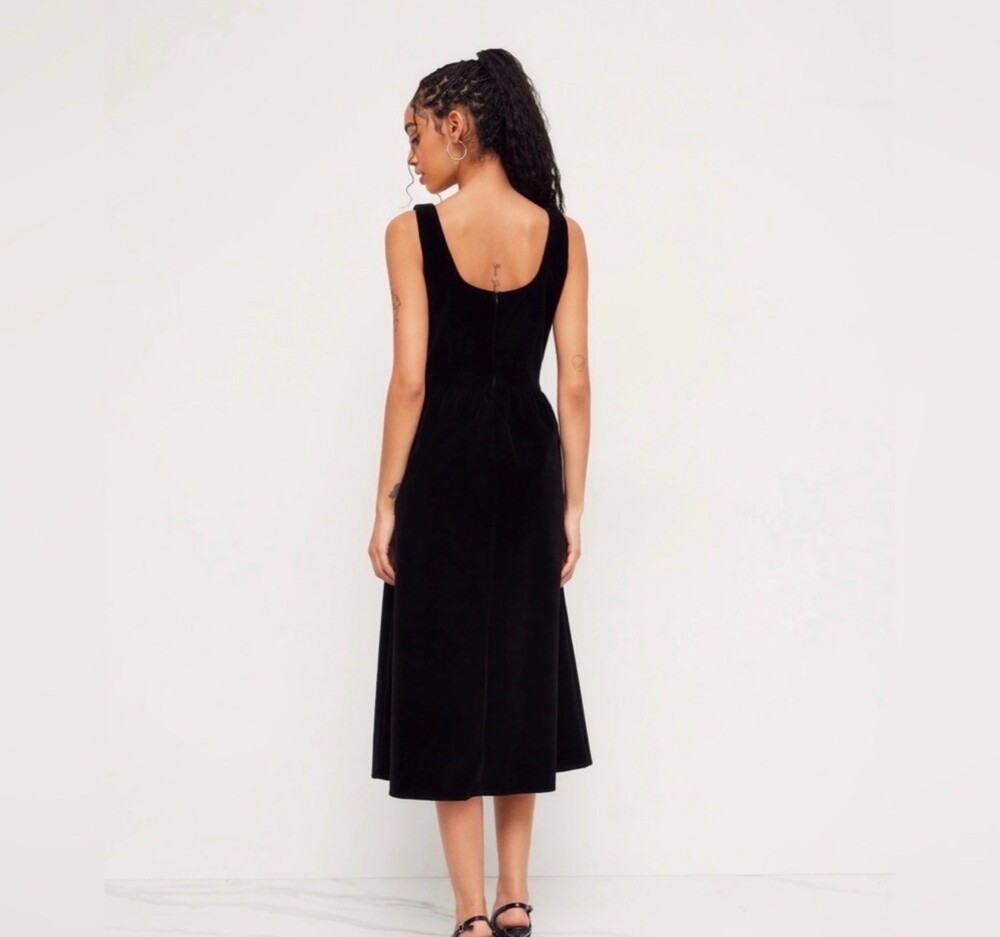 Cider Velvet Embellished Neckline Dress Black Velvet L Jeweled - Picture 8 of 8